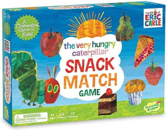 World of Eric Carle , The Very Hungry Caterpillar Snack Match Game Cooperative Memory Board Game for Kids Ages 4+, 26 Players, 3D Leaf Board & 31 Tokens Included