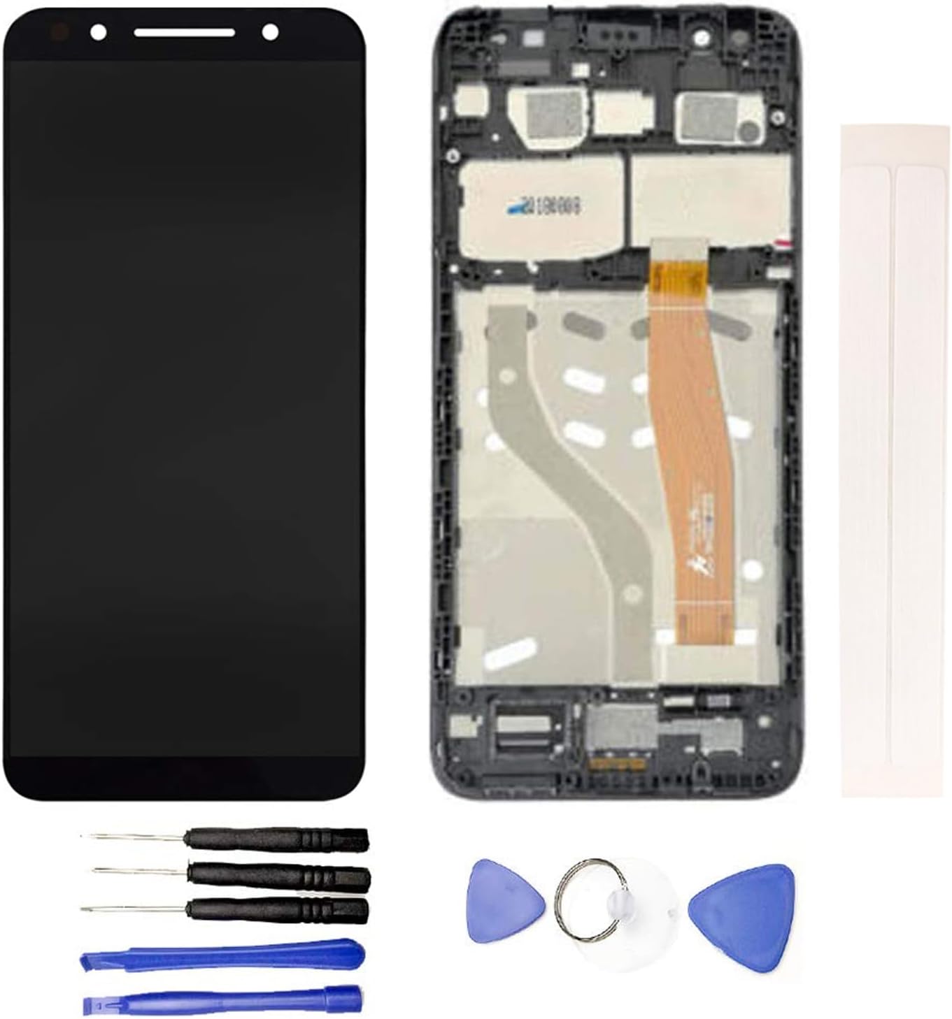 LCD Display & Replacement Touch Screen Digitizer Assembly with Free Tools for Alcatel 3 5052 5052D 5052Y White with Frame
