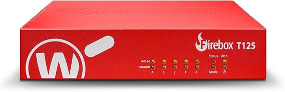 WatchGuard Firebox T125 with 3 Year Standard Support - Tabletop Firewall, 1x 2.5Gb  4X 1Gb Ports, High-Speed Security for Branch Offices WGT125003