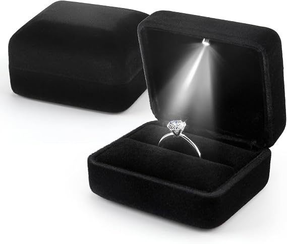 Ring Box LED Jewelry Ring up to 2.3cm Prevents Scratches Surprise Proposals