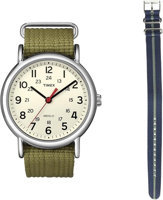 Timex Unisex Weekender 38mm Watch with Additional Fabric Slip-Thru Strap