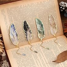 icceemee 4pcs Metal Feather Bookmarks with Bookmarks for Women, Writers, Readers Durable Book Markers Book Accessories Unique Gifts for Men, Women