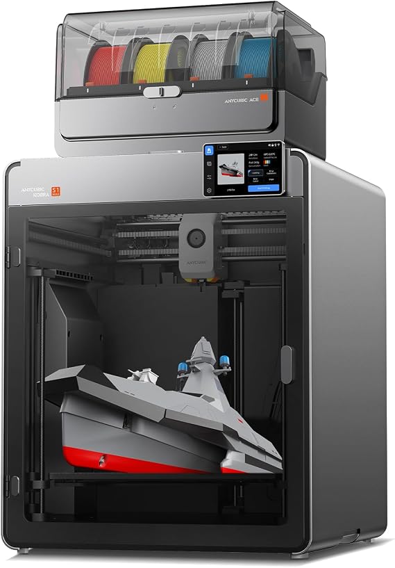 Anycubic Kobra S1 Max Combo 3D Printer, Large Build Size 350x350x350 mm3 | Enclosed CoreXY System,Native 4 Color with ACE 2 Pro, 600mm/s High Speed for Engineer and Designer to Build Functional Parts