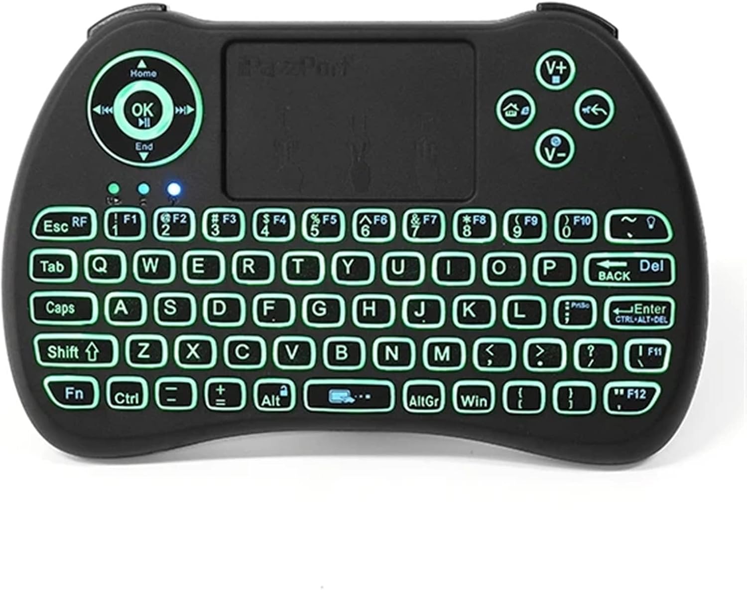 Mini Wireless Keyboard, 2.4G Wireless Spanish 3 Colors Backlit Mini Keyboard, Touchpad, Air Mouse, Compatible with PC, Smartphone, Smart TVBOX and Phone