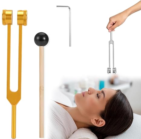 Tuning Fork Set, 128 Hz, Tuning Fork, Oscillating Fork, Medical Weighted Biosonic Tuning Fork, Medical Tuning Fork with Hammer and Storage Pouch, Sound Vibration Tool, Meditation, Purification