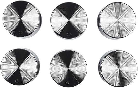 6-Pack Zinc Alloy Round Knob Gas Stove Handle, Silver Rotary Switch Replacement with 6mm Hole for Kitchen Cooktop Oven and Electric Stove Accessories, 38x19mm