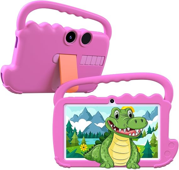 Kids Tablet 7 inch for Girls Boy, Android 12 Tablets for Kids 4GB RAM 32GB ROM Toddler Tablet WIFI Bluetooth Safety Eye IPS Screen, Parental Control, Dual Camera Shockproof Case for Educational, Games