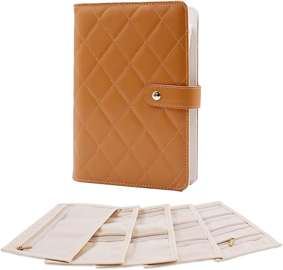 Travel Jewelry Organizer Case , Portable Jewelry Organizers Storage Book, Compact Jewelry Roll for Earrings, Rings, Necklaces - Perfect Jewelry Travel Bag for Women