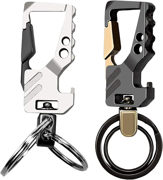 Techpro Stainless Steel Keychain Heavy Duty Car Key Chain For Men And Women, Black