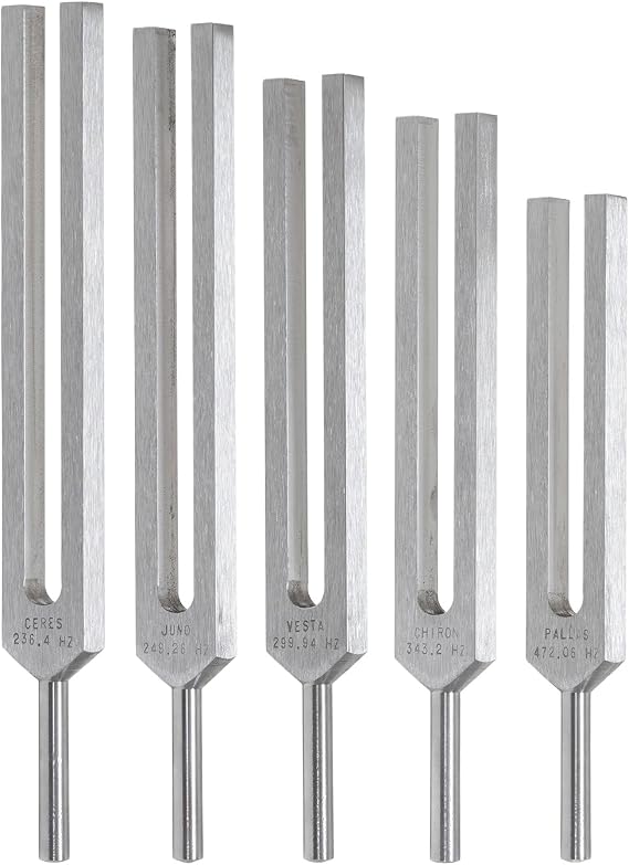 Biosonics Set of 5 Asteroid Tuning Forks - Includes 5 Tuning Forks, Pamphlet, Velvet Pouch/Tuned According to the Frequencies of the Asteroids of Our Solar System