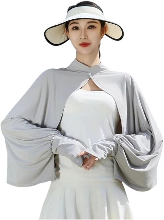 Women's Cooling Shawl Arm Sleeve Neck Sun Protection Cape Sun-proof Cover Cloak for Women Summer SPF Long Sleeve