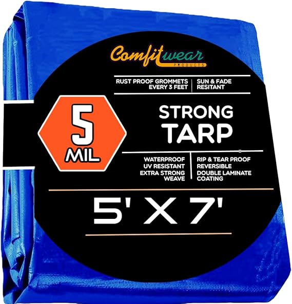 Standard Poly Tarp Reinforced Edge Grommet Multi-Purpose, Pool Cover Boat Tarps Camping Tarps UV Resistant Waterproof Tarpaulin Canopy Tent