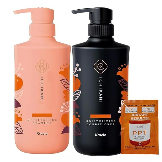 First Hair Kracie Ichikami Moisture Hair Care Shampoo & Conditioner Set, For dry and frizzy hair set with Hair Mask