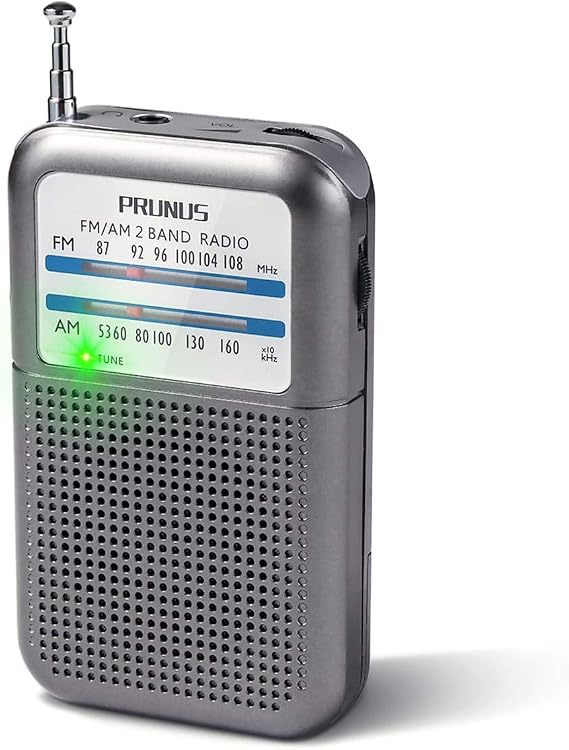 Pocket Battery AM FM Radio Portable, Mini Transistor Radio with Excellent Reception, Tuning Knob with Signal Indicator, AAA Battery Operated for ICE Storms&Walking, DE333 by PRUNUS