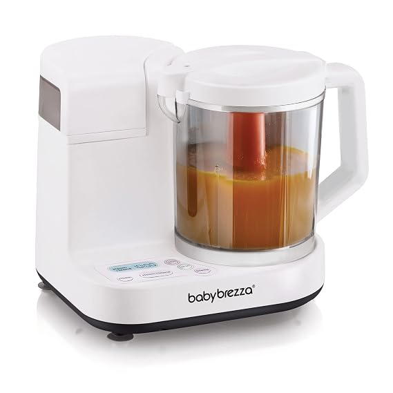 Baby Brezza Glass Baby Food Maker Cooker and Blender to Steam and Puree Baby Food for Pouches in Glass Bowl - Make Organic Food for Infants and Toddlers 4 Cup Capacity