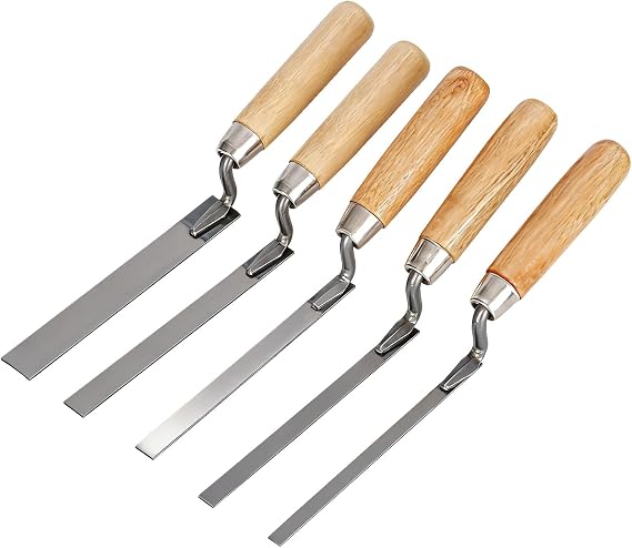 SarMee 5 Pcs Stainless Pointing Trowel Set, 6/8/10/12/15 mm Finger Pointing Tool for DIY Brick Gap Repairs (5)