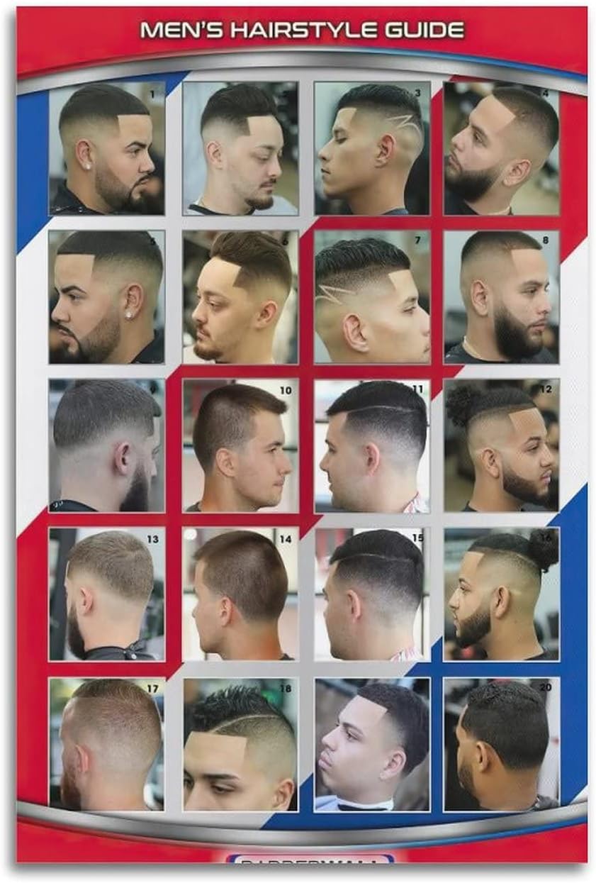 LGDSBHH Barber Shop Poster - Salon Poster with Modern Haircuts - 16x24inch 40x60cm Canvas Wall Art