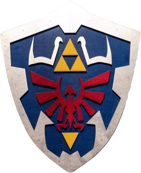 Link's Hylian Shield | 17" Handmade Wooden Shield | Legend of Zelda Toy Shield | Wooden Cosplay Accessory | Handmade in USA | Costume Prop Blue