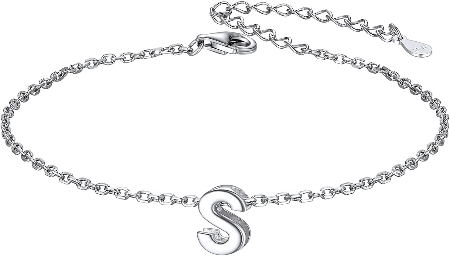 ChicSilver Initial Bracelet for Women 925 Sterling Silver Letter Initial Bracelet Dainty Personalized 26 Alphabet Jewelry Gifts for Birthday Anniversary Weddingwith Gift Box