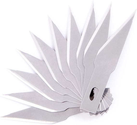 TACRAY Replacement Blades Exclusive for Mini Knife Box Cutters, Black and Blue (ASIN: B08DCMS3GF & B08DCM9BQB), 10pcs blades  with set of screws and screwdriver