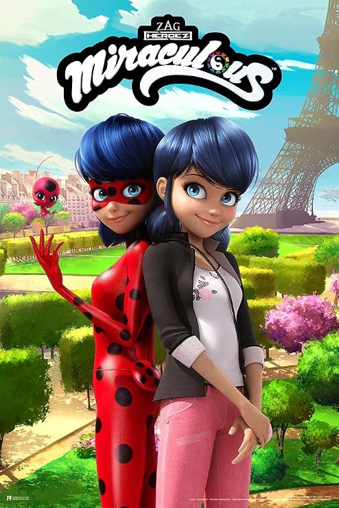 Laminated Miraculous Ladybug and Cat Noir Poster Marinette Lady Bug Posters Cartoon TV Series Movie Merchandise Girls Poster Dry Erase Wall Art 12x18