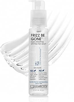 GIOVANNI ECO CHIC Frizz Be Gone - Super Smoothing Anti-Frizz Hair Serum, Adds Shine, Seals in Color, Infused with Natural Botanical Ingredients, Salon Quality, No Parabens - 2.75 oz 1 Pack