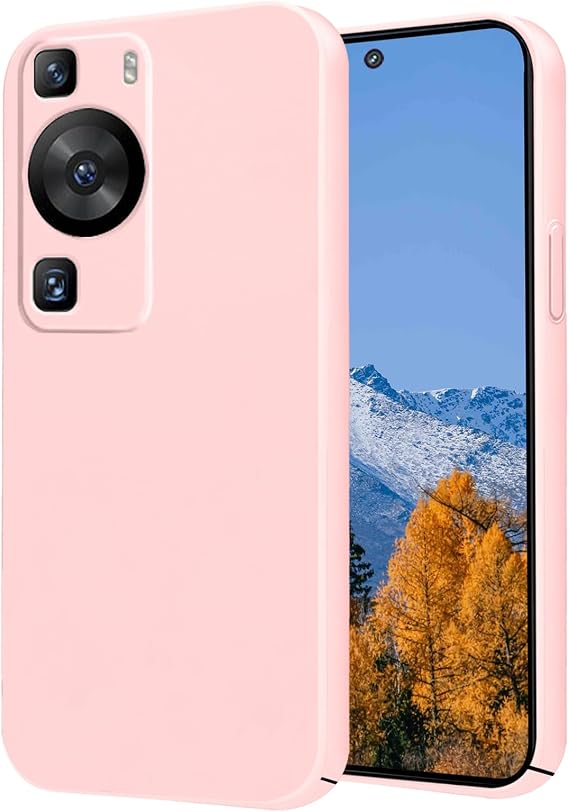 Phone Case for Huawei P60 Pro Slim Rugged Hard for Women Men Cover Aesthetic Luxury Minimalist Lightweight Solid Color Anti-Scratch Shockproof Protective Case (Pink)