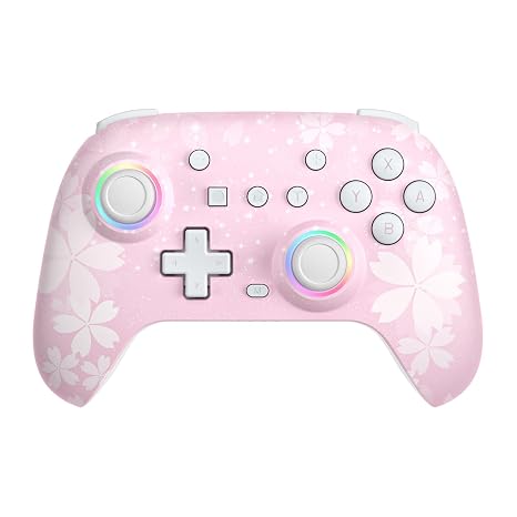 PHNIXGAM Pink Wireless Controller for Switch, Sakura | Switch/Lite/OLED/PC/Steam Deck/iOS/Android Compatible, programmable buttons/RGB/motion control/vibration/turbo, 18hr battery