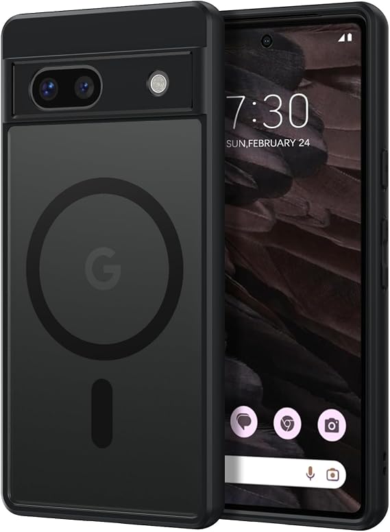 DUEDUE for Google Pixel 7a Case Magnetic[Compatible with Magsafe], Translucent Matte Back Full Body Protective Cover Anti-Scratch Shockproof Phone Case for Pixel 7a, Black