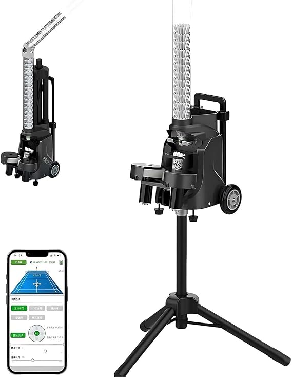 Portable Badminton Launcher, Adjustable Badminton Serving Machine, Smart Shuttlecock Feeder, Badminton Training Machine for Beginners and Professionals