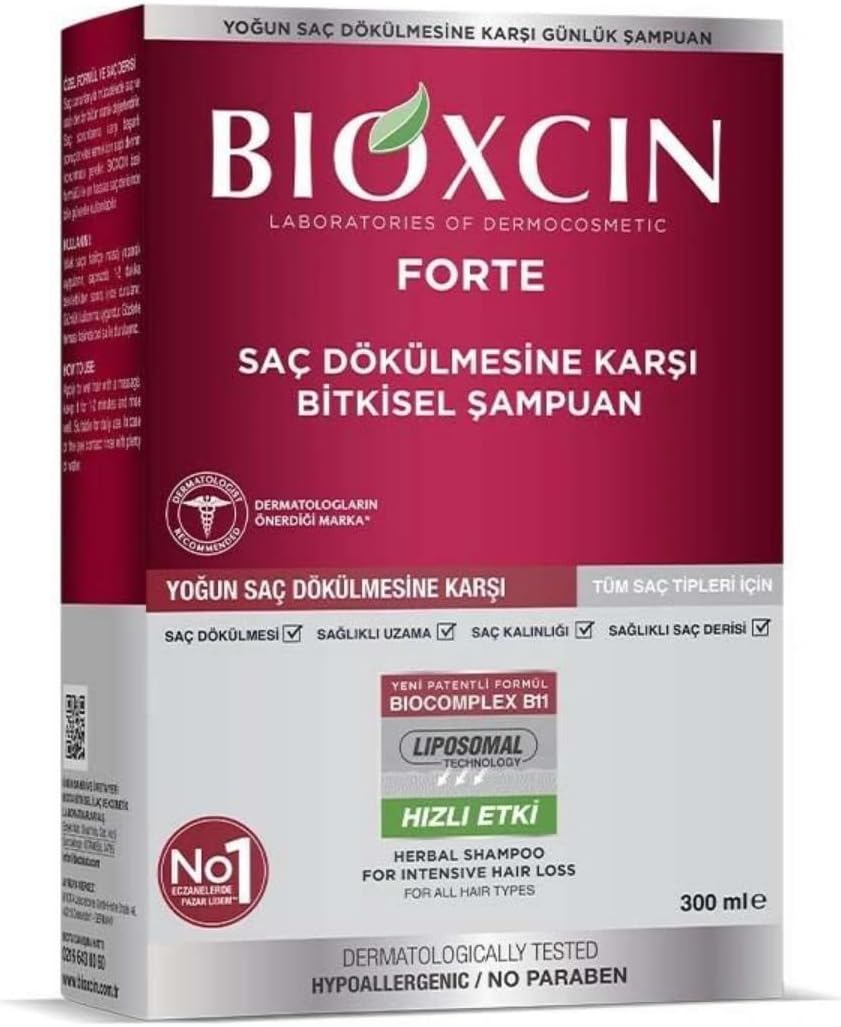 Bioxcin Forte Saç Dökülmesine Karşı Bitkisel Şampuan, 300 ml, Tüm Saç Tipleri