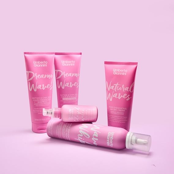 Umberto Giannini Dreamy Waves Natural Waves Wash & Style Routine for Natural Textures including Shampoo and Conditioner, Mousse, Styling Cream and Serum for Definition