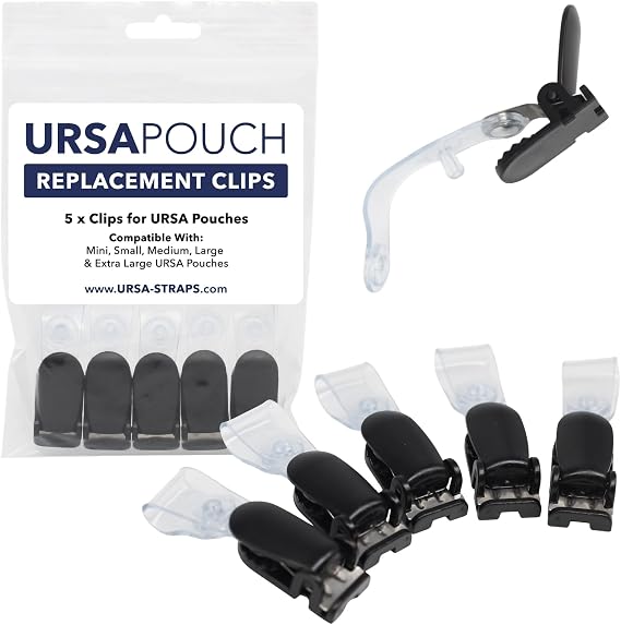 URSA Replacement Clip for Pouches, Silver, 5-Pack