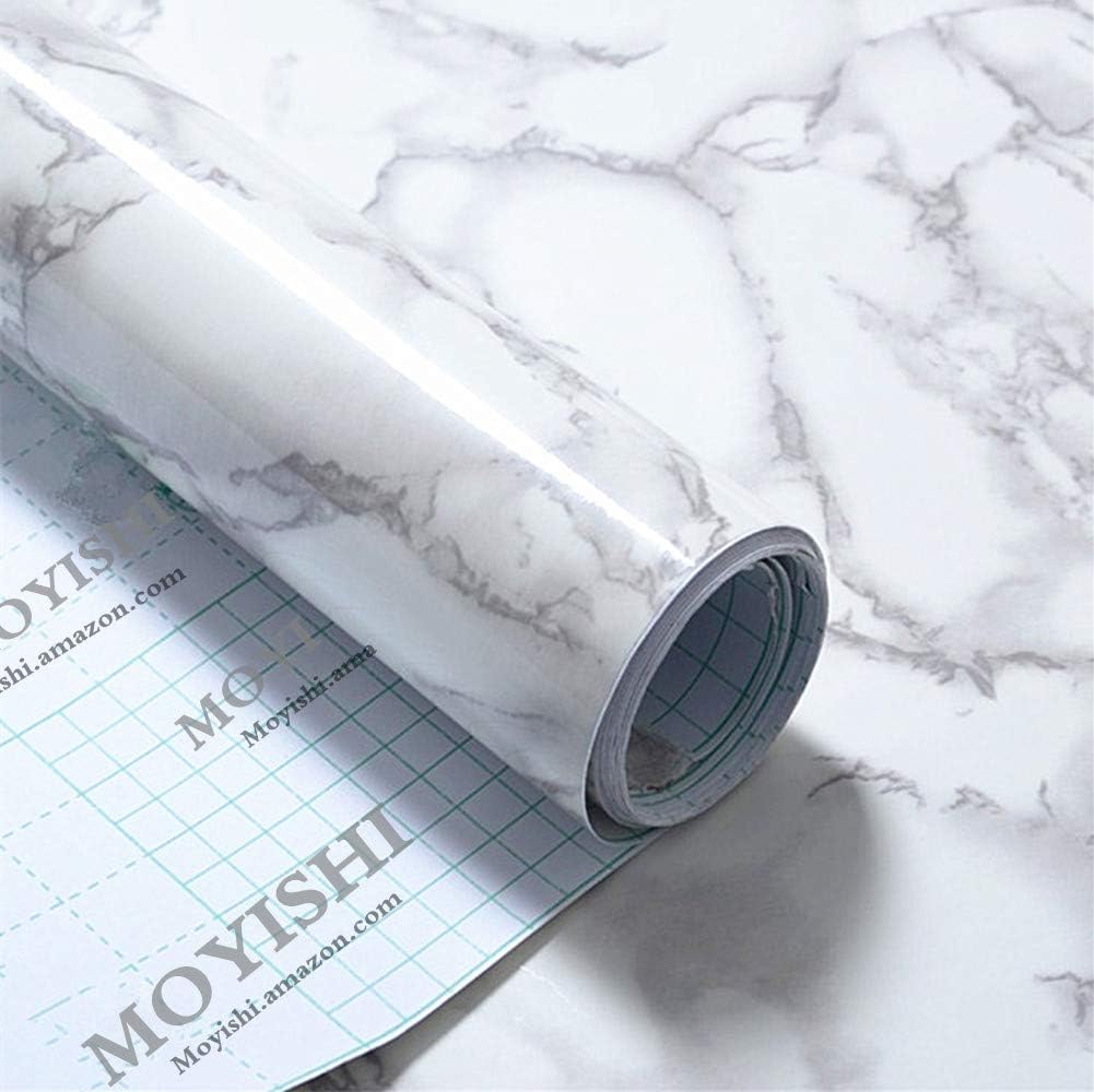 Moyishi Grey Granite Look Marble Gloss Film Vinyl Self Adhesive Counter Top Peel and Stick Wall Decal 12x79