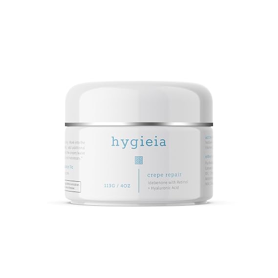 Hygieia + Crepey Skin Liposomal Repair Cream Anti-Aging Lotion for Arms, Neck & Body Retinol, Hyaluronic Acid & Idebenone Firming, Wrinkle & Loose Skin Corrector, 4oz