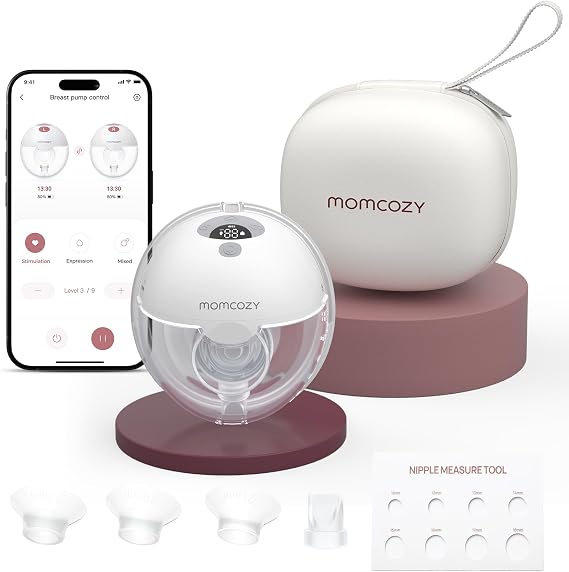 Momcozy M5 Smart Wearable Breast Pump, Hands-Free Electric Pump | APP Control, Mimic Baby Natural Latch, Double-Sealed Flange, Only 232g Lightweight