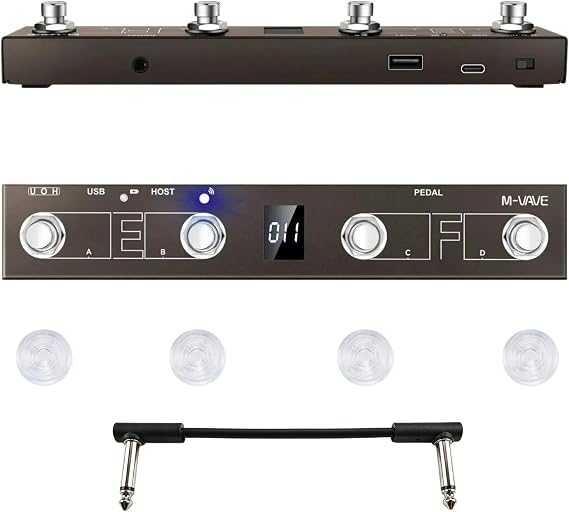 M-VAVE Chocolate Plus Chocolate Wireless MIDI Controller, Bluetooth Pedal Footswitch MIDI Wireless Pedal with Footswitch Topper & Audio Cable