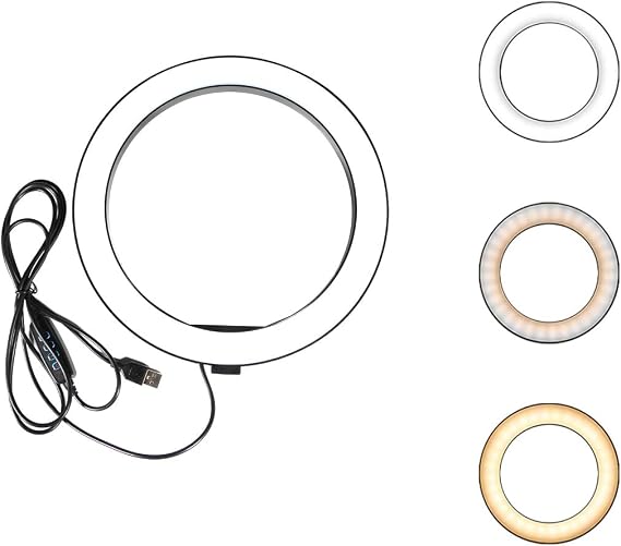 Ring Light OEBLD Dimmable with 3 Light Modes & 10 Brightness Level 360 Rotae LED Ring Fill Lights for Phone Live Stream Makeup YouTube Video Shooting (B(only 10'' Ring Light))