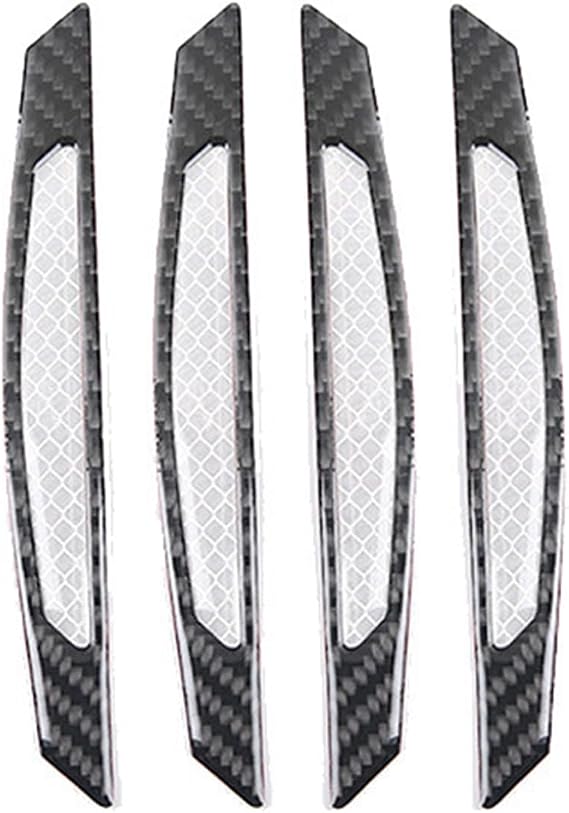 Four Pieces of Three-Colour Carbon Fibre Bumper Strips Reflective Stickers for Night Driving Safety Protection