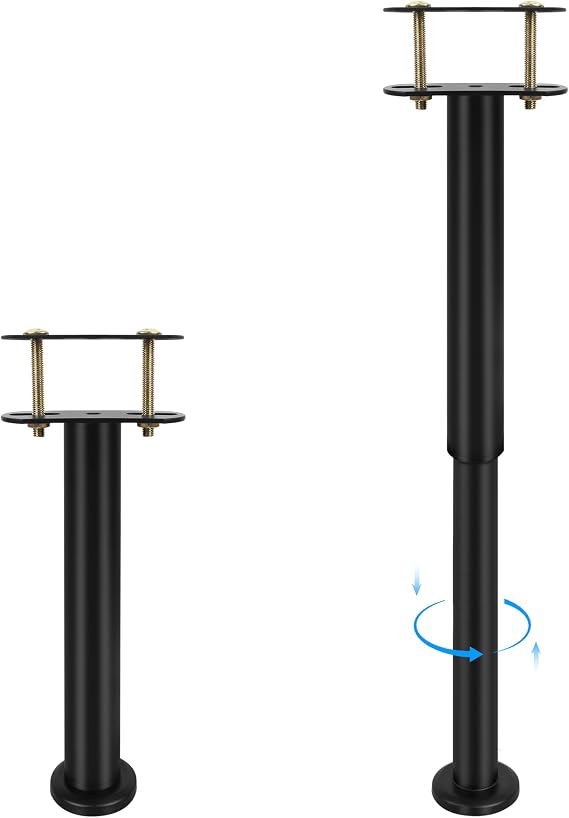 2 Pack Adjustable Bed Legs 10-17 Inch - Heavy Duty Steel Center Support for Queen/King Bed Frame, Anti-Slip Rubber Base, 400lbs Capacity