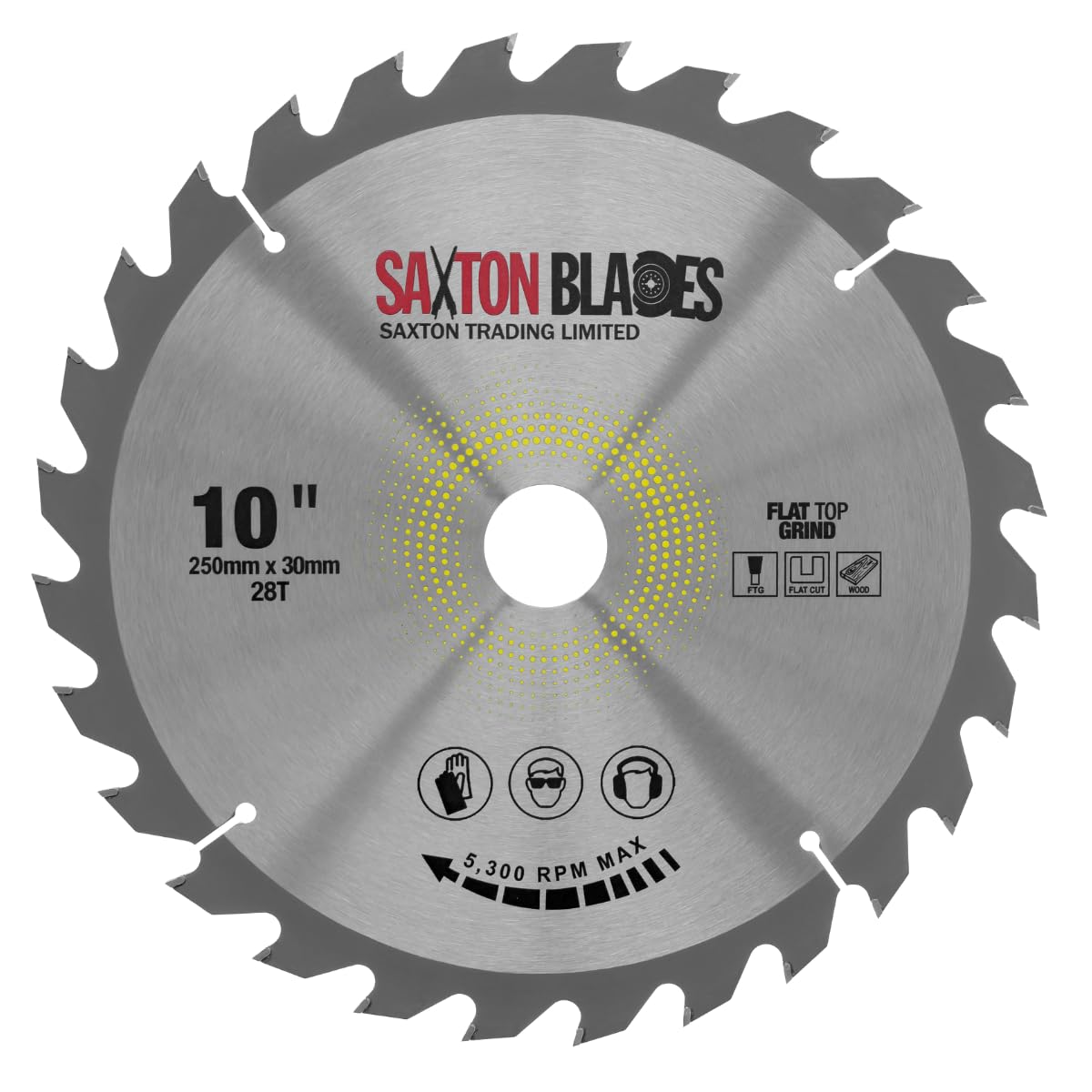 Saxton Flat Top TCT Circular Saw Blade 250mm x 28T x 30mm Bore  rings fits Bosch Makita etc