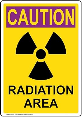 Vertical Radiation Caution Radiation Area OSHA Sign, 10x7 in. Plastic for Process Hazards Hazmat, Made in USA