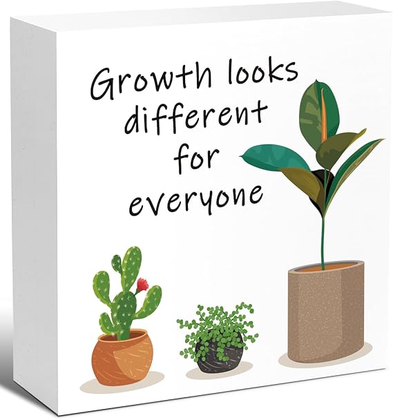 Growth Looks Different for Everyone Sign Wood Block,Teacher Desk Decor