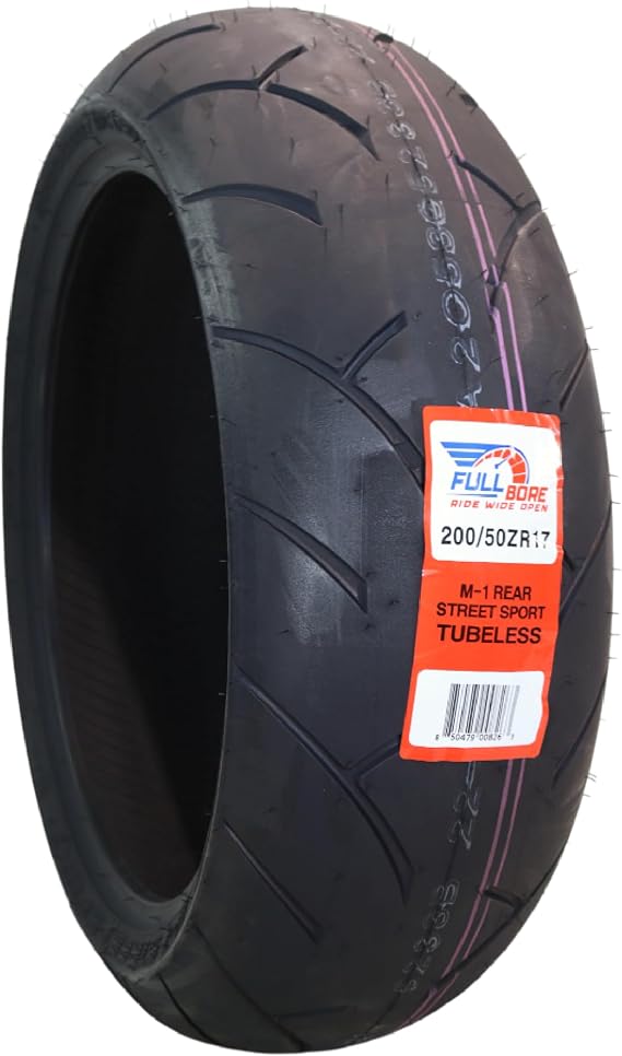 FULL BORE M1 200/50ZR17 Rear Motorcycle Tire Radial 200/50-17 | W-rated radial, 168 MPH, superior grip, directional tread, high-performance for street bikes, USA Family Owned