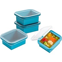 Hniuyun 4 Pack Silicone Freezer Trays with Lids - 2-Cup (500ml) Soup Storage Containers, Extra Large Ice Cube Molds for Stews, Sauces & Meal Prep, Oven & Dishwasher Safe