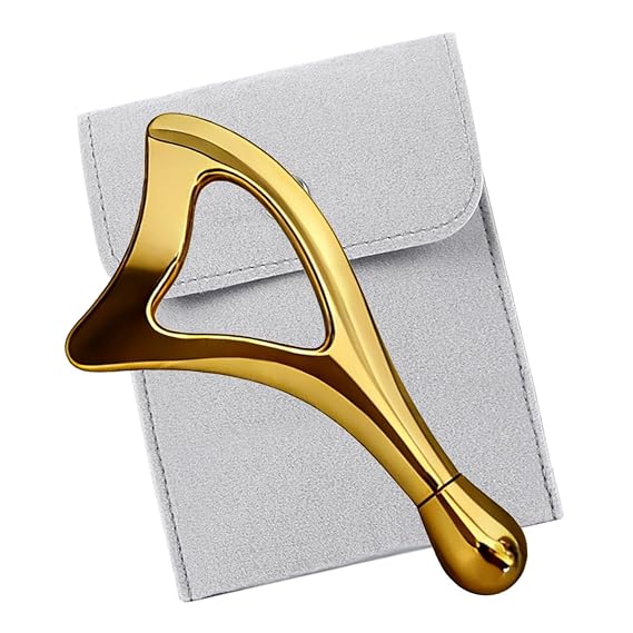 Gua Sha Facial Tools with Eye Roller, Facial Massage Tool for Face Sculpting Daily Beauty Routine Edema, Gift for Women Gold
