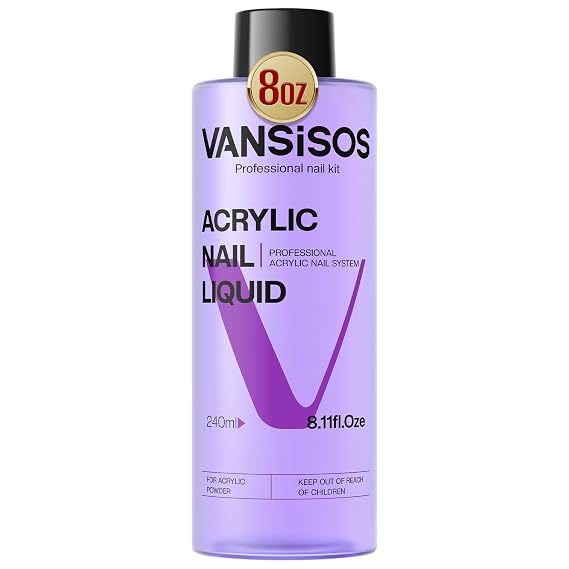 Professional Acrylic Nail Liquid: 8fl.oz Acrylic Liquid for Acrylic Powders Non-Yellowing for MMA-Free DIY Home Nail Salon Use