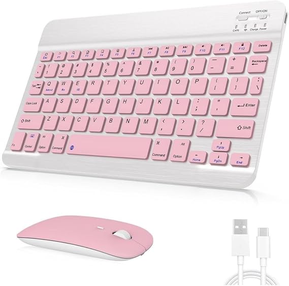 PSR Aksesuar Kablosuz Bluetooth Klavye ve Mouse Seti – Tüm Cihazlarla Uyumlu (Pembe)
