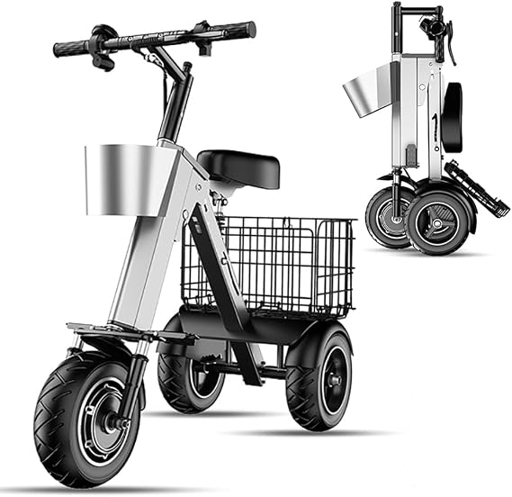 Foldable Mobility Scooter for Adults Small and Lightweight with Seat 3-Wheel Electric Scooter, Super Convenient Mobility Scooter Suitable for Commuting and Travel Can be Placed in Car Trunk