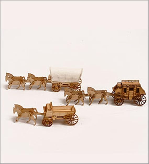 Wooden Desktop Model Kit Western Wagon Set